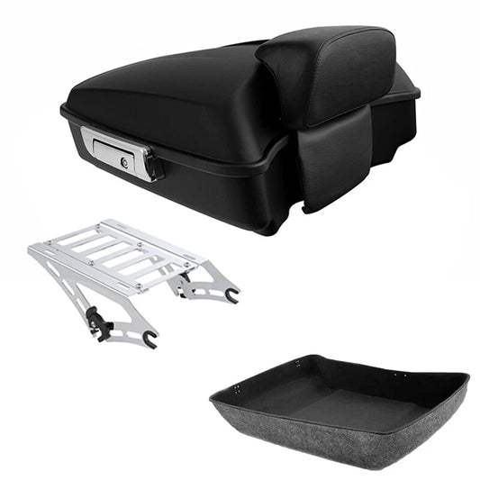 Matte Black Chopped Trunk Backrest Mount Fit For Harley Road King Touring 14-26