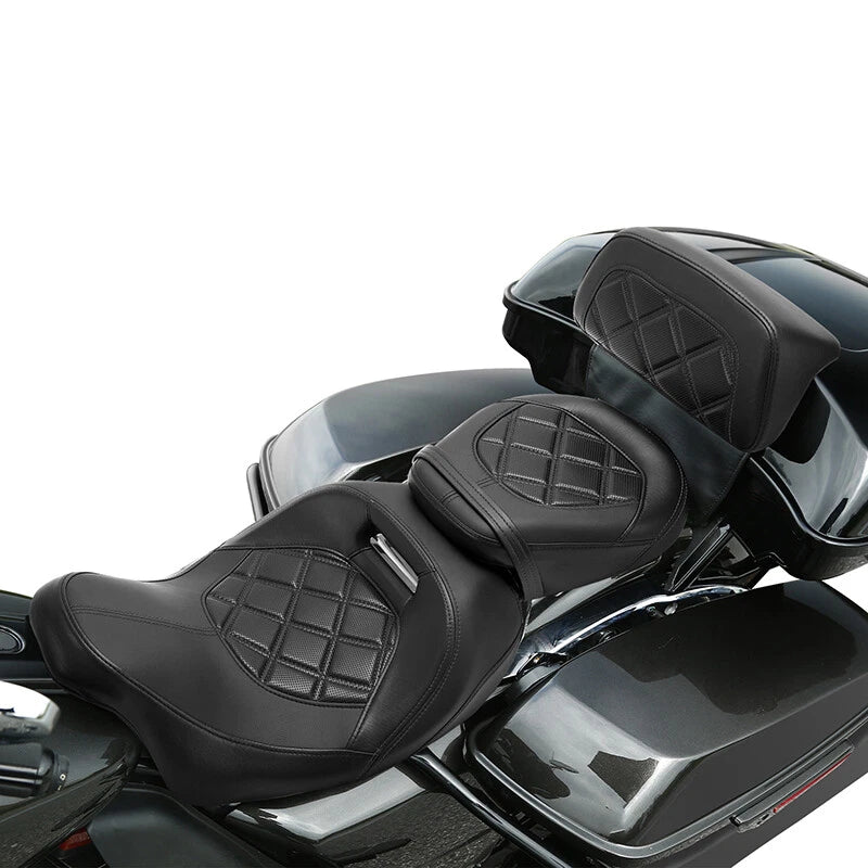 Low-Profile Driver & Passenger Seat & Razor Pad Fit For Harley Touring 14-23