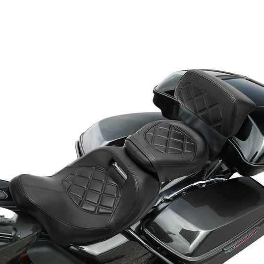 Low-Profile Driver & Passenger Seat & Razor Pad Fit For Harley Touring 14-23