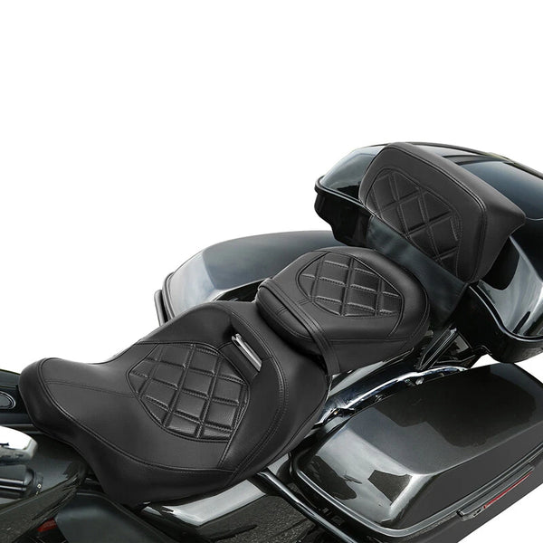 Low-Profile Driver & Passenger Seat & Razor Pad Fit For Harley Touring 14-23