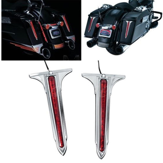 Motorcycle Chrome Wedge LED Rear Saddlebag Accents Light w/ Red Lens For Touring