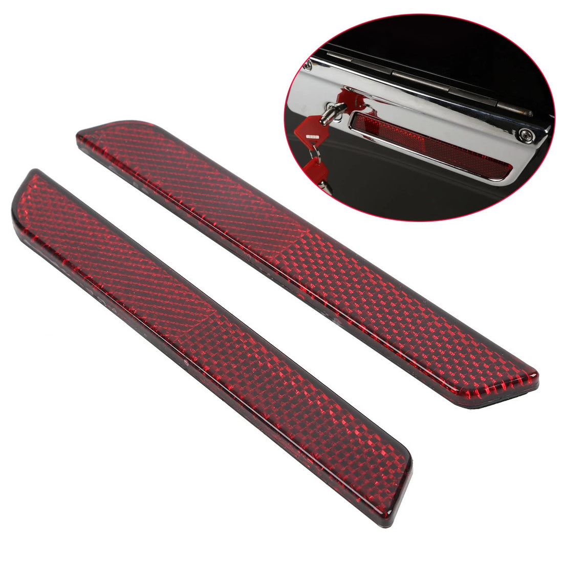Saddlebag Latch Cover Red Reflector Fit For Harley Touring Road King Glide 94-13