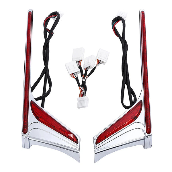 Chrome LED Vertical Rear Light Strips Red Lens Fit For Honda Goldwing 1800 12-17