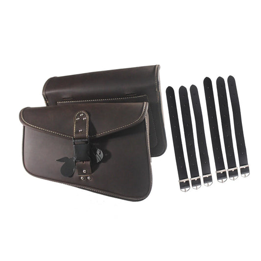 2X Retro PU Leather Saddlebag Saddle Bag Luggage Bag For Harley Sportster XL 883