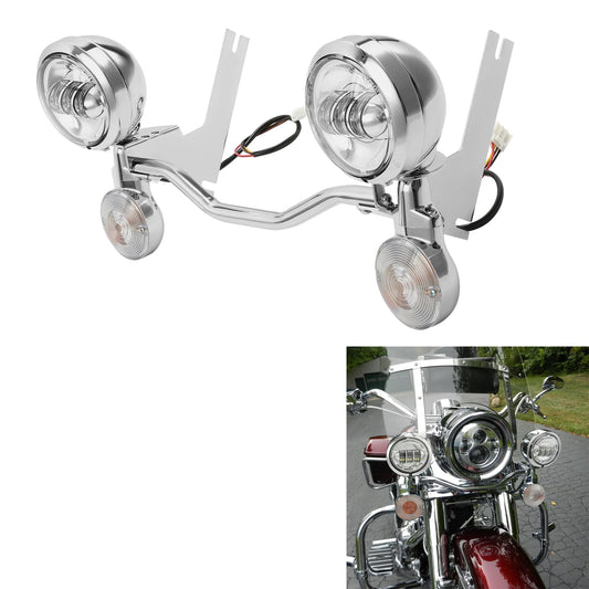 LED Passing Fog Spot Light Turn Signal Lamp Bar Fit For Harley Road King 94-13