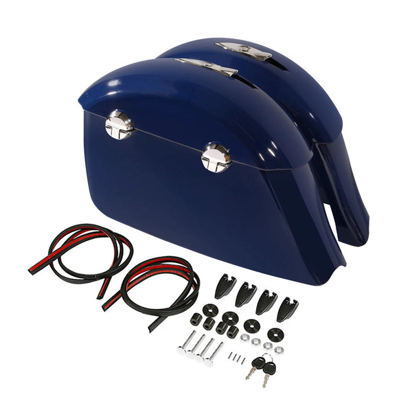 Blue Saddlebags W/ Electronic Latch Lid For Indian Chieftain Dark Horse 16-18