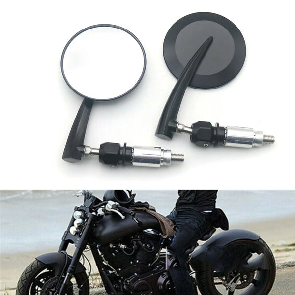 7/8" 22mm Black CNC Round Handle Bar End Rearview Side Mirror For Honda CB Cafe