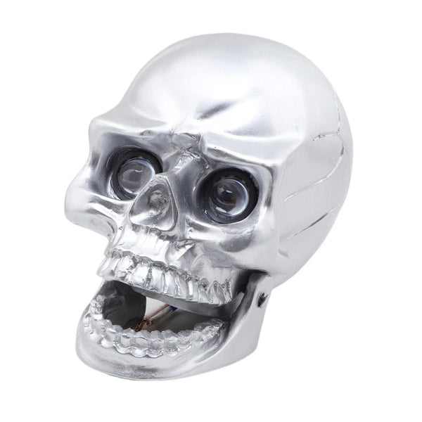 Motorcycle Silver LED Skull Headlight Lamp For Harley Choppers Cruiser Custom