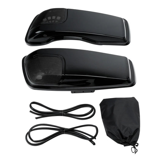 Black Saddlebag Lids Speaker Cutouts Fit For Harley Touring Road Glide 2014-2023