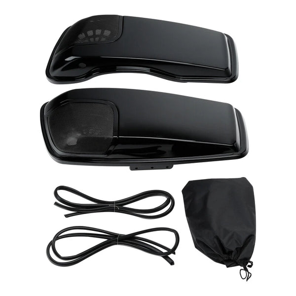 Black Saddlebag Lids Speaker Cutouts Fit For Harley Touring Road Glide 2014-2023