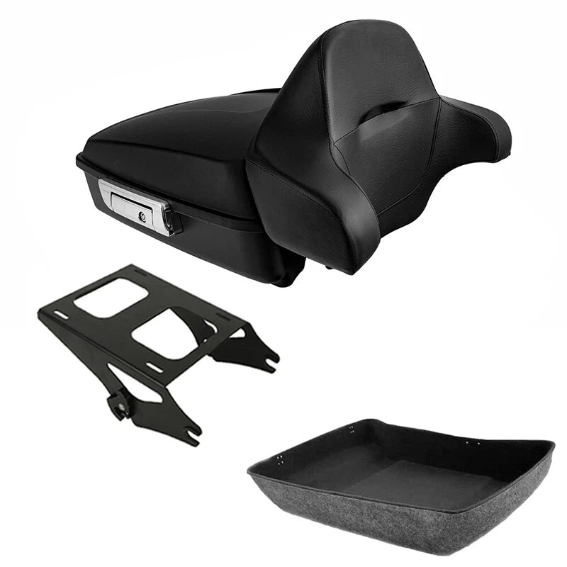 Matte Chopped Trunk Backrest Pad Rack Fit For Harley Touring Road Glide 2014-26