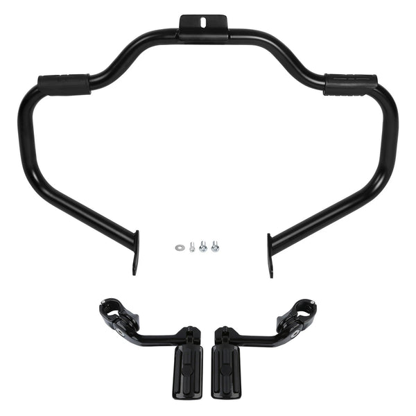 Mustache Highway Bar Footpegs Peg Fit For Harley Softail Fatboy 2000-2017 Black