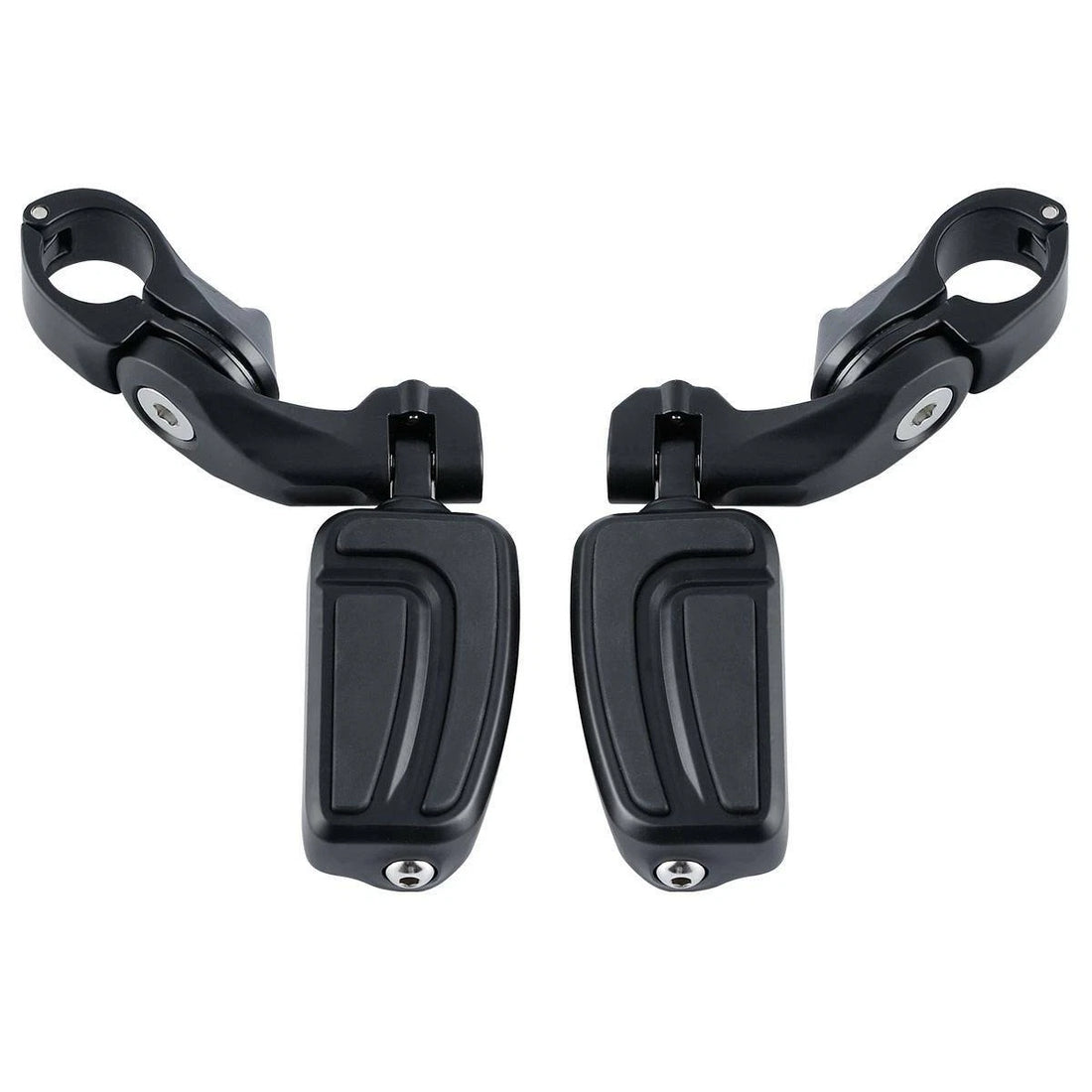 Matte Black Footpeg Foot Pedal Pegs 1 1/4" Short Angled Mounting Bracket Kit