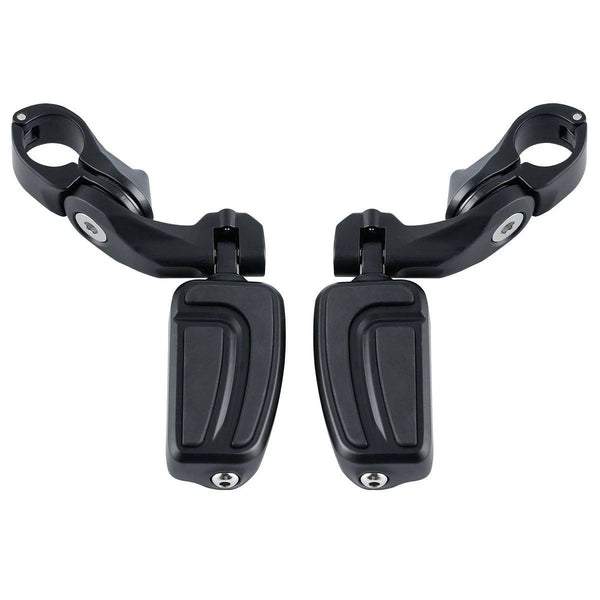 Matte Black Footpeg Foot Pedal Pegs 1 1/4" Short Angled Mounting Bracket Kit