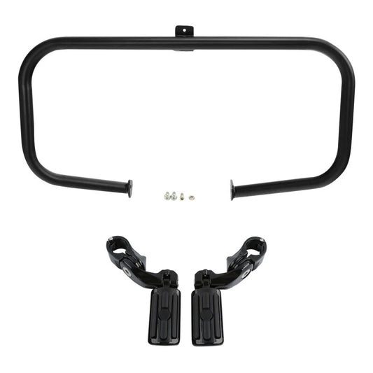 Black Engine Guard Crash Bar Footpegs Mount Fit For Harley Road King 1997-2008