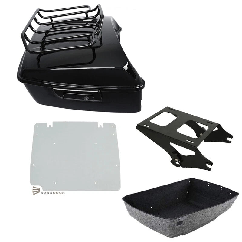 Black King Trunk Luggage Rack Plate Mount Fit For Harley Street Glide 2014-2026