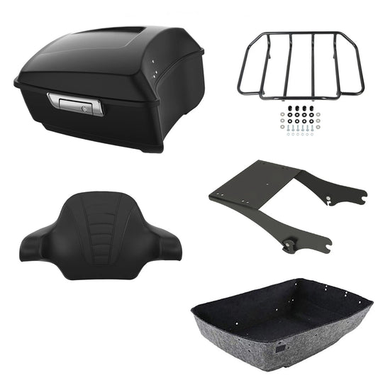 Matte Black King Trunk Backrest 2-Up Mount Rack Fit For Harley Touring 1997-2008
