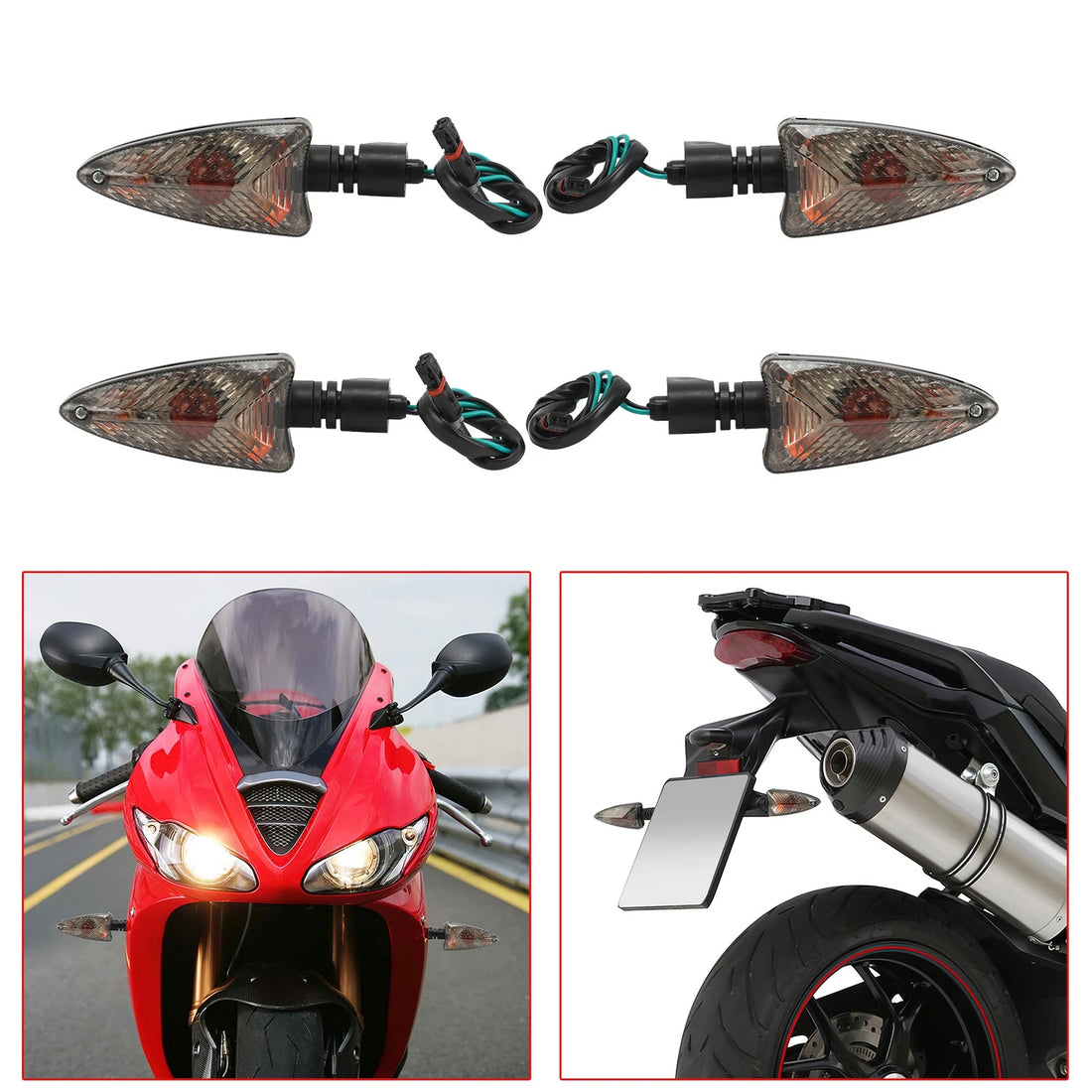 Front+Rear Turn Signal Lights Fit For Triumph Daytona 675 09-15 Tiger 800 11-15