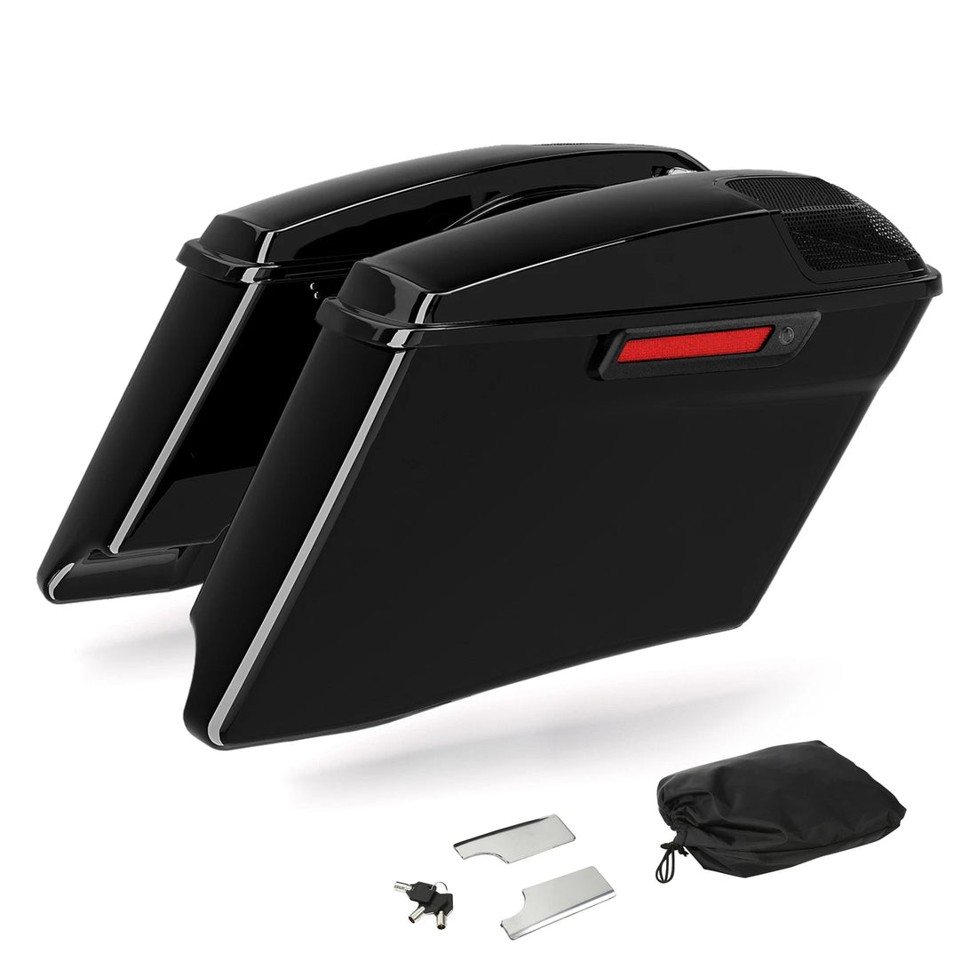 Black 4'' Stretched Hard Saddle Bags Fit For Harley Road Electra Glide 1993-2013