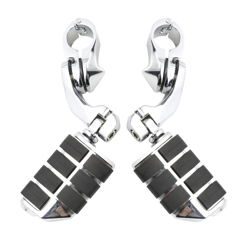 For Harley 1 1/4" Engine Guard Highway Foot Pegs Footrest + Short Angled Clamps