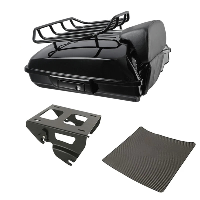 Black Razor Trunk Backrest Luggage Solo Mount Rack Fit For Harley Touring 14-26