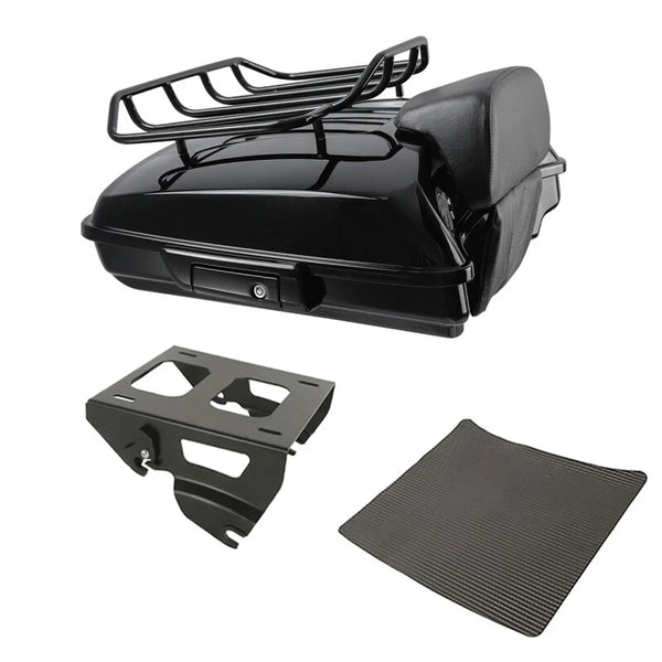Black Razor Trunk Backrest Luggage Solo Mount Rack Fit For Harley Touring 14-26