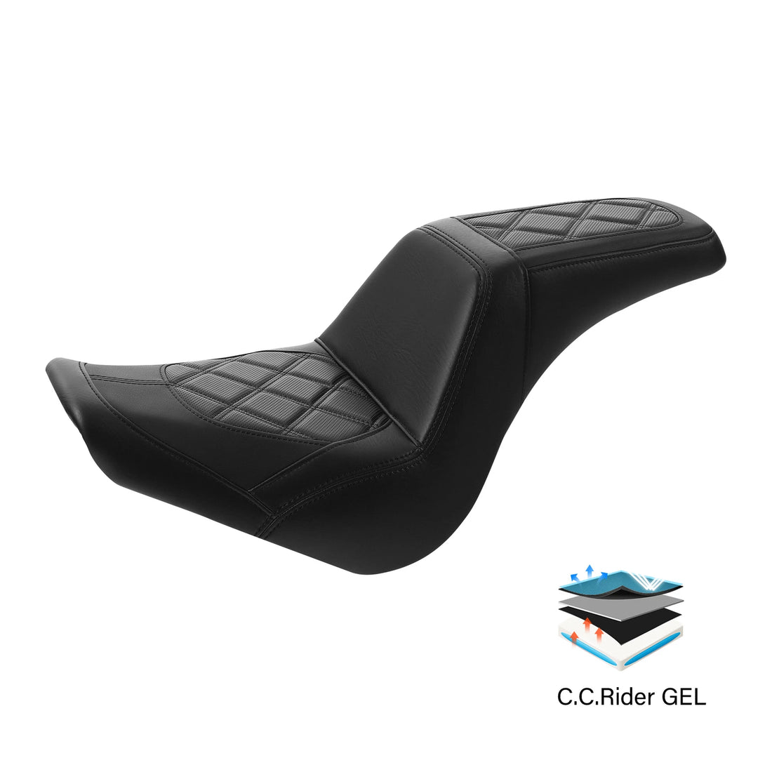Black Driver Passenger Gel Seat Fit For Harley Softail FXBB Street Bob 2018-2025