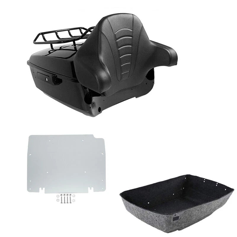 King Trunk Rack Backrest Pad Plate Fit For Harley Electra Road Glide 14-26 Black