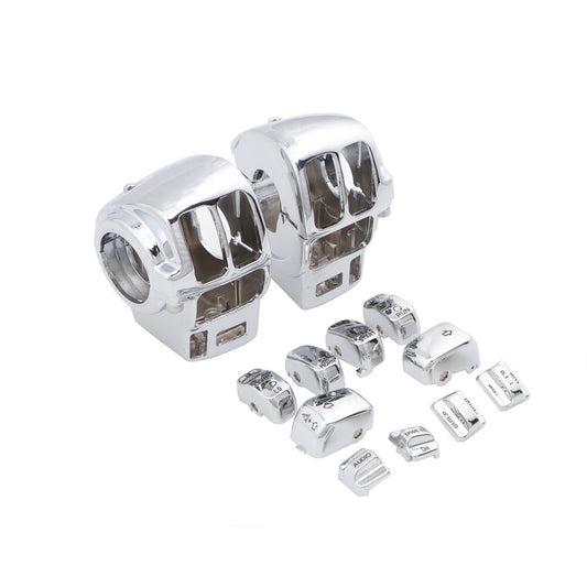 Chrome Switch Housing Cover+10pcs Button Cap For Harley Electra Road Glide 96-13