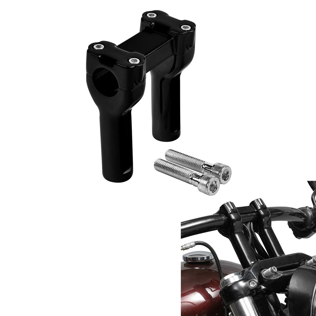 Vivid Black 4" Handlebar Risers Fit For Harley Heritage Softail Fatboy 1.25" Bar