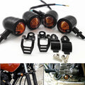 4x Black Bullet Metal Turn Signal light Relocation Fork Motorcycle For Harley