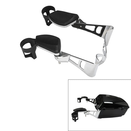 2x Rear Passenger Arm Rest w/ Drink Holder Fit For Harley Road Glide 14-25