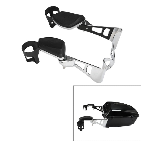 2x Rear Passenger Arm Rest w/ Drink Holder Fit For Harley Road Glide 14-25
