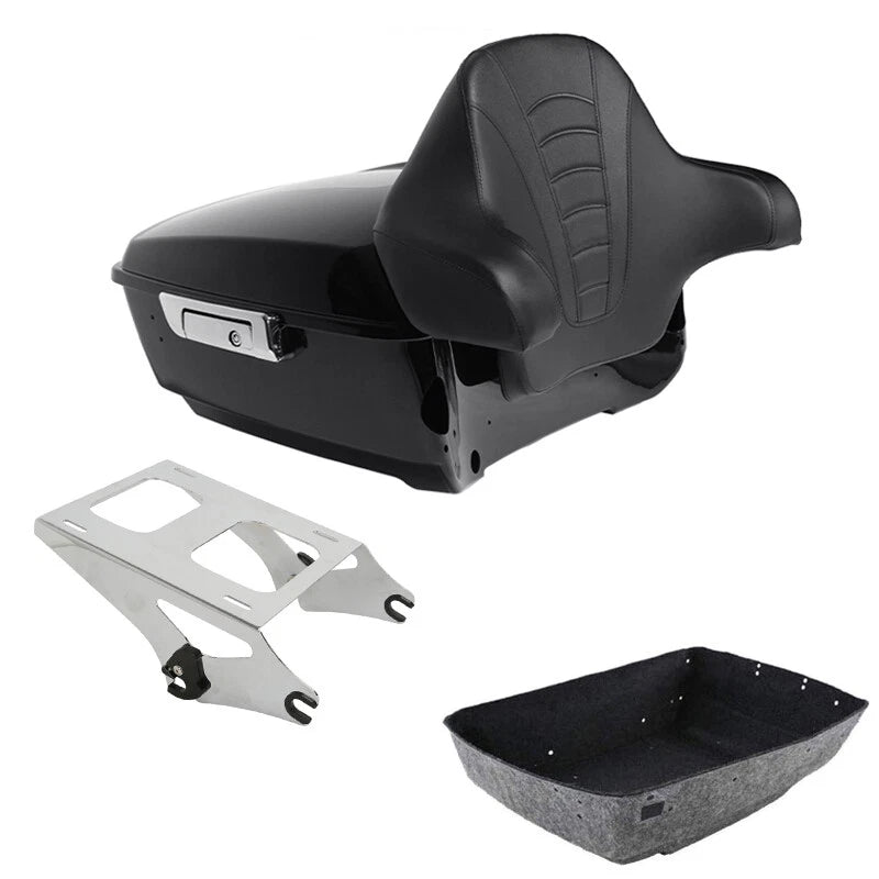 King Trunk Backrest Chrome Mount Rack Fit For Harley Touring Street Glide 14-26