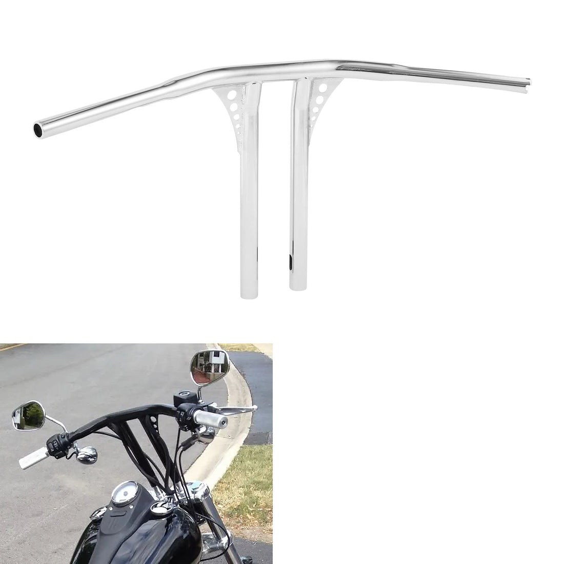 Chrome 16'' Rise T-Bar Handlebar Fit For Harley Softail Fatboy Dyna Low Rider US