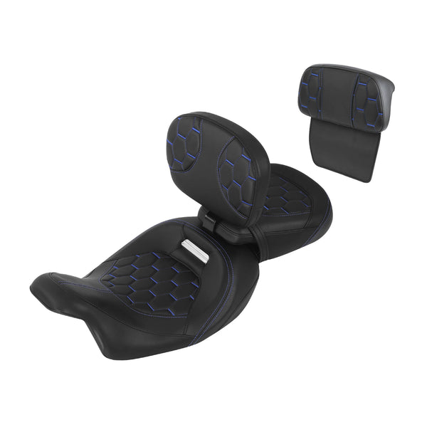 Rider Passenger Seats Backrest Pad Fit For Harley Road Street Glide 2014-2023