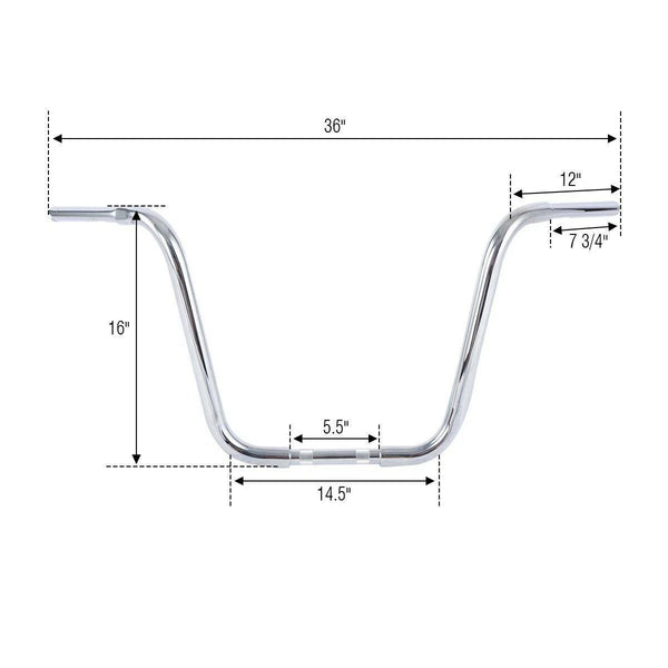16" Rise Ape Hanger Bar 1-1/4" Handlebar Fit For Harley Softail Flst Fxst Chrome