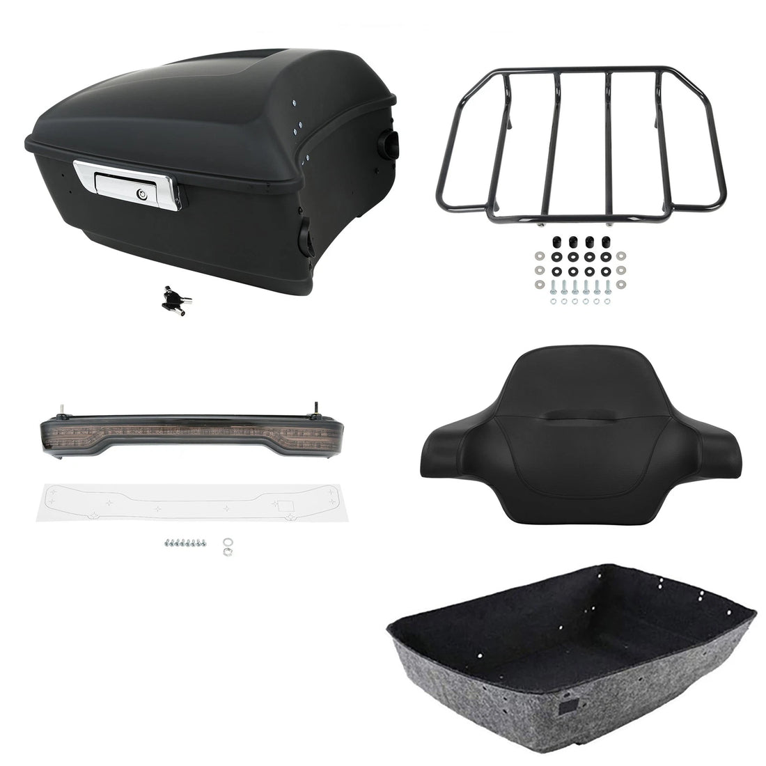 Matte King Trunk Pad Rack LED Tail Light Fit For Harley Cvo Road Glide 2014-2026