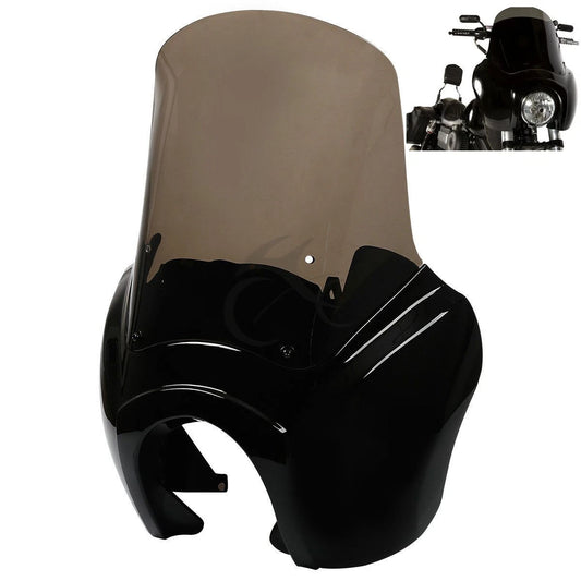 Black Front Headlight Fairing Windshield Fit For Harley Street Bob Low Rider New