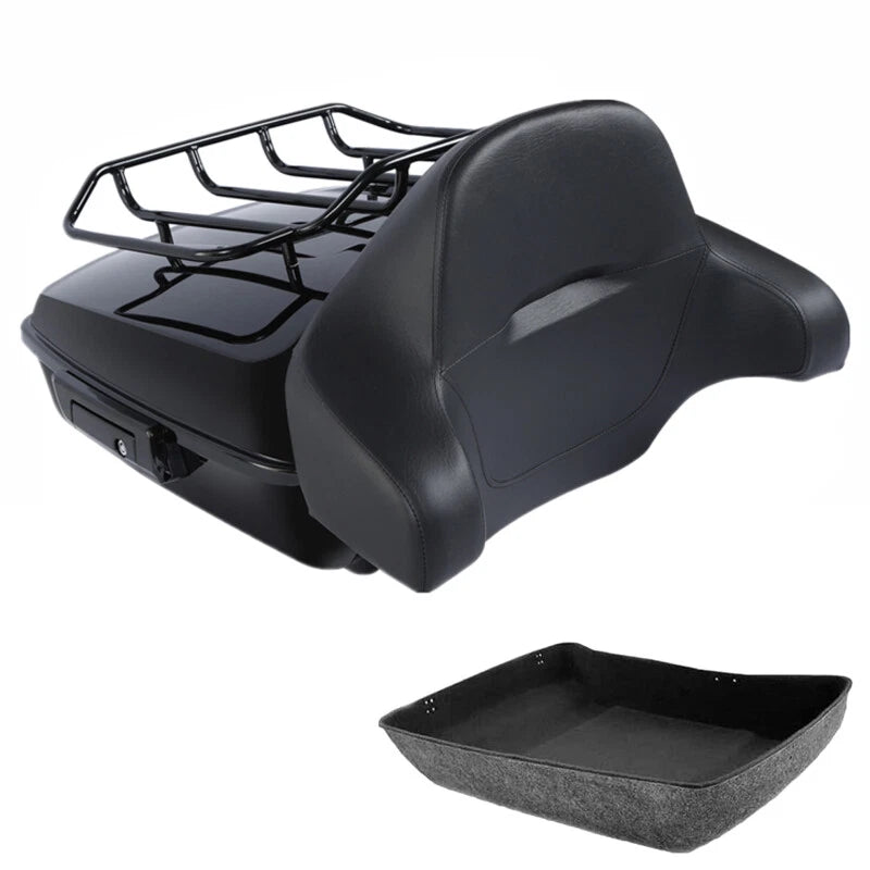 Black Chopped Trunk Backrest Rack Fit For Harley Touring Electra Glide 2014-2026