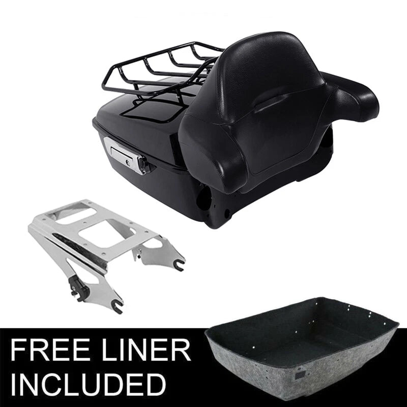 Black King Trunk Backrest Mount Fit For Harley Touring Road King Glide 2009-2013