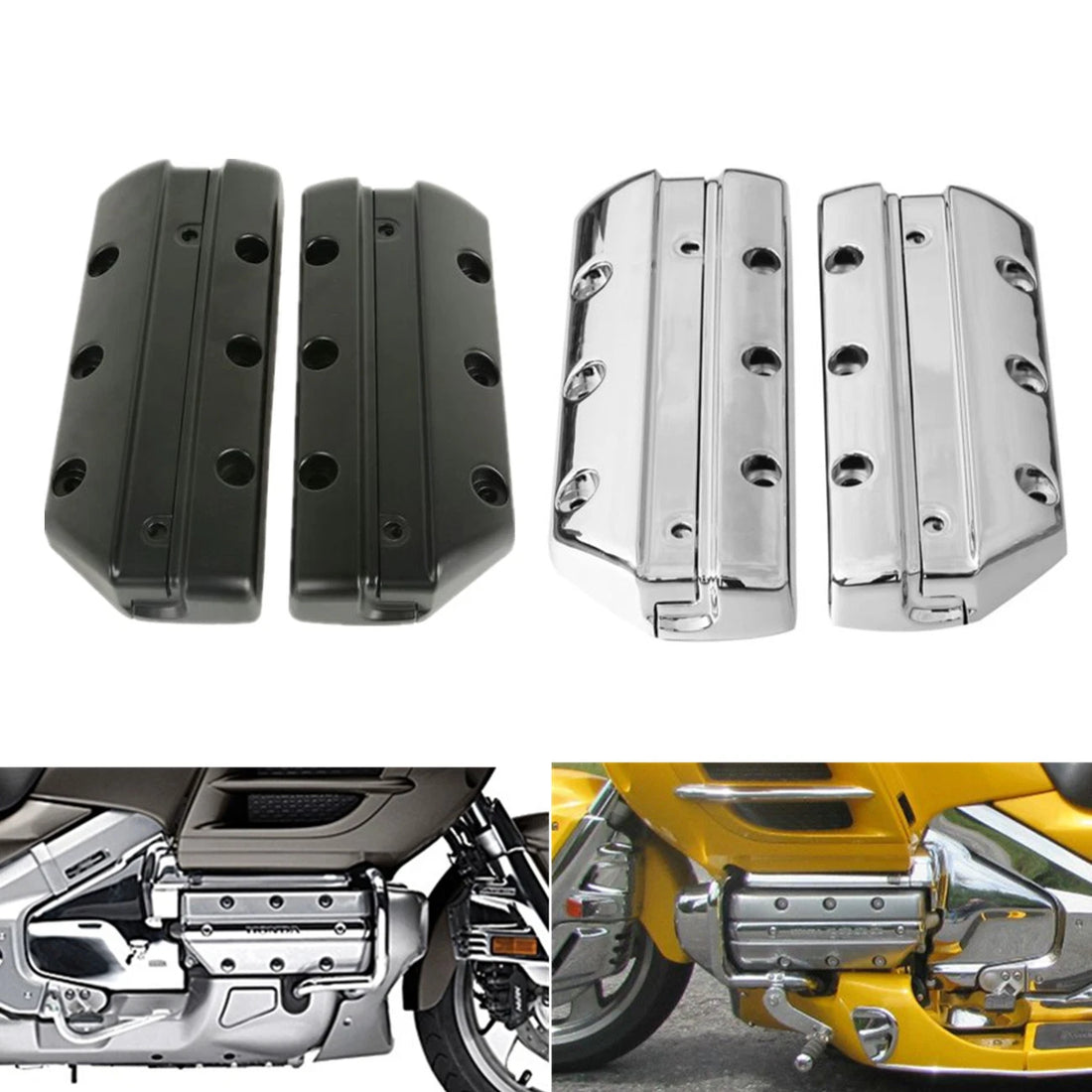 Chrome/Black Valve Cover Cylinder Fit For Honda Goldwing 1800 GL1800 2001-2017