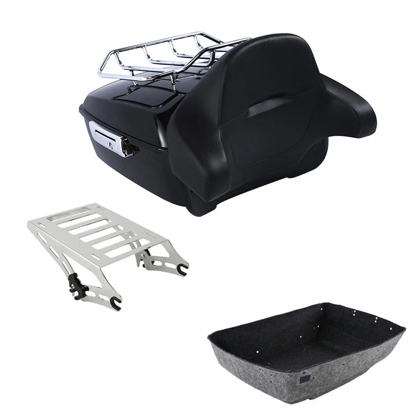 King Trunk Backrest Rack Two Up Mount Fit For Harley Touring Road Glide 14-26 25