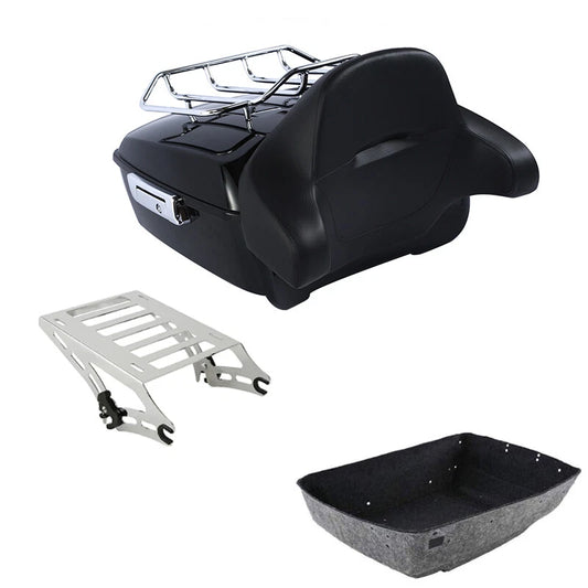 King Trunk Backrest Rack Two Up Mount Fit For Harley Touring Road Glide 14-26 25