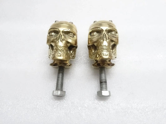Skull Custom Brass Old School 7/8" Handlebar Risers For Harley Bobber New #V64 @