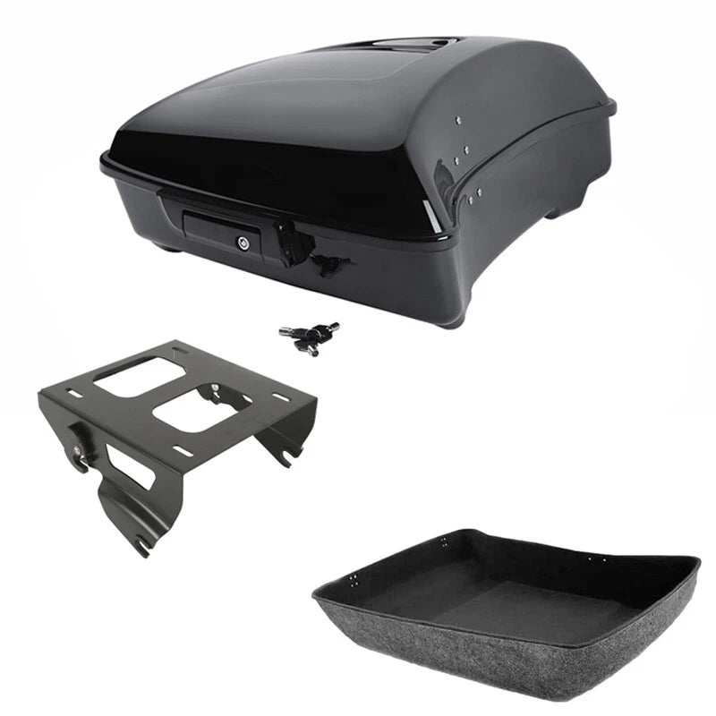 Black Chopped Trunk Solo Mount Rack Fit For Harley Touring Road Glide 14-Up