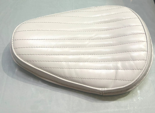 Tuck And Roll Bates Style Seat For Motorcycles Chopper Bobber Real Leather White