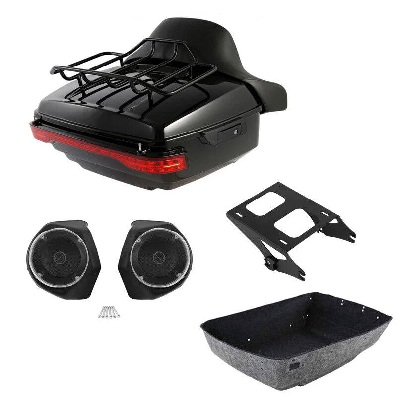 King Trunk Backrest Mount Rack Light Speakers Fits For Harley Touring 2014-2026