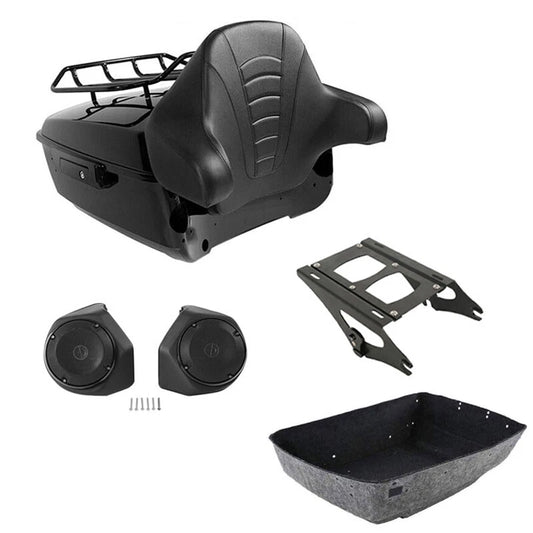 King Trunk Rack Backrest Speakers Mount Fit For Harley Cvo Street Glide 2014-26