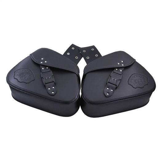 New Motorcycle Black PU Leather Password Lock Luggage Bags Saddlebags Saddle Bag